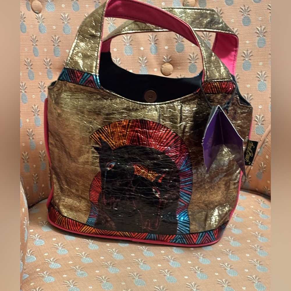 Vintage Laurel Burch Indigo Horse Canvas Duffle Bag Mare  Small Tote